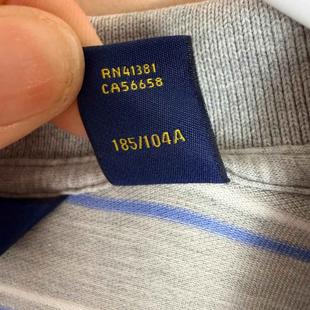 Polo Golf Ralph Lauren Mens XL Pro Fit Striped Polo Shirt Grey Blue Short Sleeve